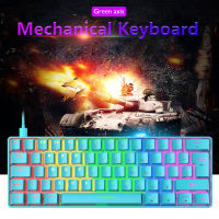 T60 Mechanical Gaming Keyboard Blue Switch 62 Keys USB Type C Wired Keyboard with 18 RGB Lights Effect for Desktop PC Gamer