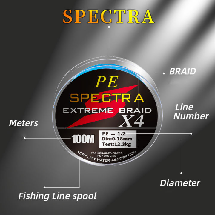 spectra-เอ็นตกปลาหลากสี100ม-300ม-สาย-pe-แบบเส้นใยแบบหลายเส้นซูเปอร์ไลน์4-8ไม่ยืด