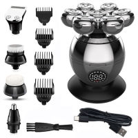 ZZOOI 7-Blade Wet Dry Powerful Shaver For Men Rechargeable Body Beard Facial Grooming Electric Razor Hair Trimmer Bald Shaving Machine