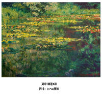 【F075】Monets Water Lily B Vintage Oil Painting Kraft Paper Poster Restaurant Home Art Exhibition Decorative Painting