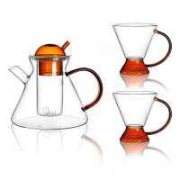 hot selling mouth blown wholesale price new design 500ml glass teapot with infuser