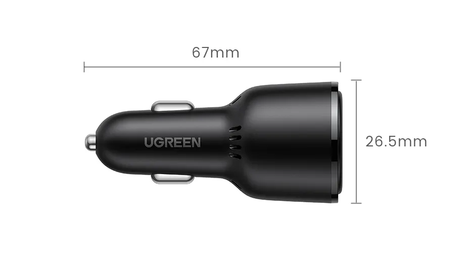 Bộ sạc ô tô Ugreen 3 cổng (2 Type-C + 1 Type-A) 69W CD239