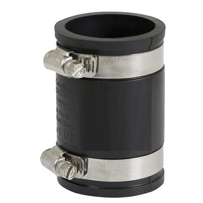 Flexible PVC Coupler with Stainless Steel Clamp, 3Inch, Black Rubber Joint