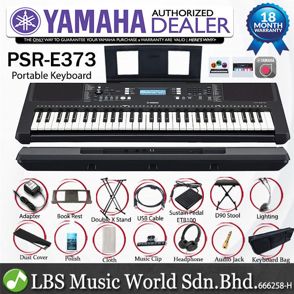 ukuelige ulæselig burst Yamaha PSR-E373 61 Key Portable Keyboard Full Package With Complete  Accessories (PSRE373 PSR E373 ) | Lazada