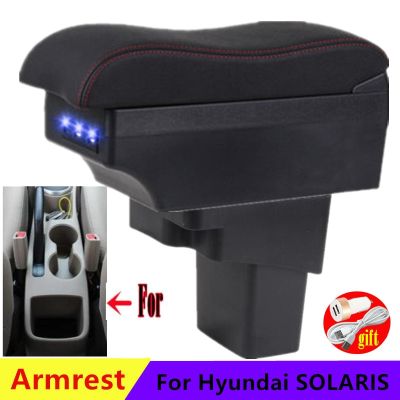 ที่วางแขนที่วางแขน Hyundai SOLARIS สำหรับ Hyundai Accent RB Solaris ที่เท้าแขนในรถกล่องเก็บของภายในที่มี USB 2011-2016