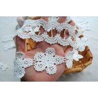 KGUISS Width 1.6cm cotton flower water-soluble embroidery lace fabric DIY handmade clothing stitching accessories