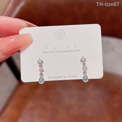 💍 เครื่องประดับ S925 silver needle contracted joker temperament teardrop-shaped zircon earrings female ins tide luxury small stud earrings earrings