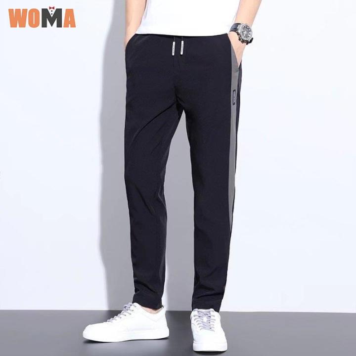 woma-ผู้ชายกางเกงลำลองฤดูร้อนบางหลวมตรงผ้าไหมน้ำแข็งกางเกง-mode-korea-ผู้ชายกางเกงกีฬา-m-5xl