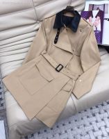 №▤☫ sdeifhruhvfu Conjuntos curtos de trench coat e mini saias com colarinho turn-down para mulheres roupas vintage sólidas elegantes cor doce novo outono 2023