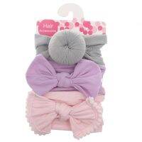 3ชิ้น/เซ็ตไนลอน Headband Bow Headbands น่ารักผมเด็กเด็กสาวสาว Turban Hairband เด็กนุ่มสายรัดศีรษะผ้าฝ้าย