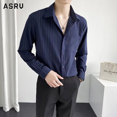 ASRV เสื้อเชิ้ตชาย เสื้อเชิ้ตผู้ชาย เสื้อเชิ้ตลำลองชาย shirts for men เชิ้ตผู้ชาย เสื้อเชิ้ตผู้ชายลายทางแขนเจ็ดส่วนสไตล์ที่คุ้นเคย