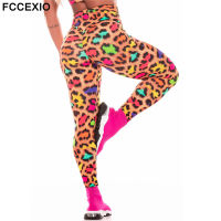 FCCEXIO เสือดาวสีผู้หญิง Leggings ฟิตเนสแฟชั่นเซ็กซี่ Slim แน่น Leggins กีฬา Legins สูงเอวกางเกงออกกำลังกาย...