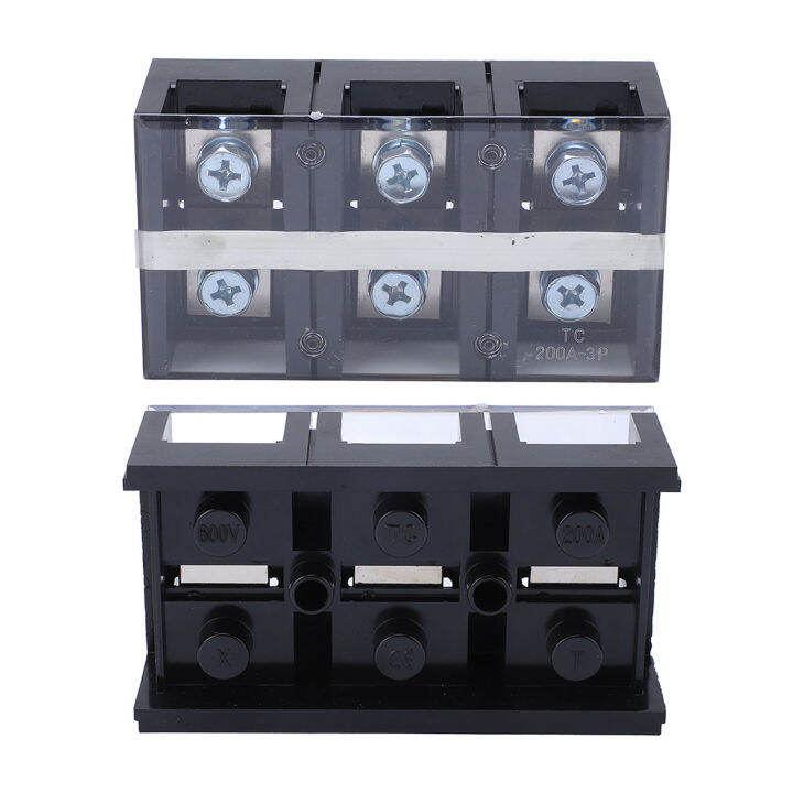 Terminal Block Strip, 200A 3P 200A 3P Terminal Block with Clear Cover ...