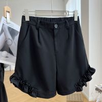 COD SDFERTGRTYTYUYU Shorts Fat Mm Extra Large Size Summer High Waist Suit Shorts Womens Wide Leg Straight Casual Short Pants