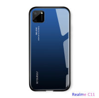 ส่งจากไทย Case Realme C11 2021 เคสกระจก เคสกันกระแทก เคสเรียวมี เคสกระจกไล่สี ขอบนิ่ม เคสกระจกสองสี