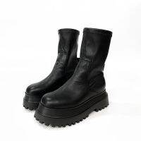 Gothic style shoes 2020 autumn stretch punk short boots female net red small long thick-soled heightened thin