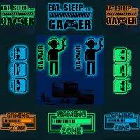 ZZOOI Luminous Game Controller Wall Stickers Glow In The Dark Fluorescent Gaming Wall Decals For Boys Bedroom Gamer Room Home Decor