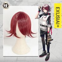 UWOWO Jogo Arkknights Exusiai Cosplay Peruca 35Cm Vinho Vermelho Cabelo Curto Sniper Cosplay Peruca