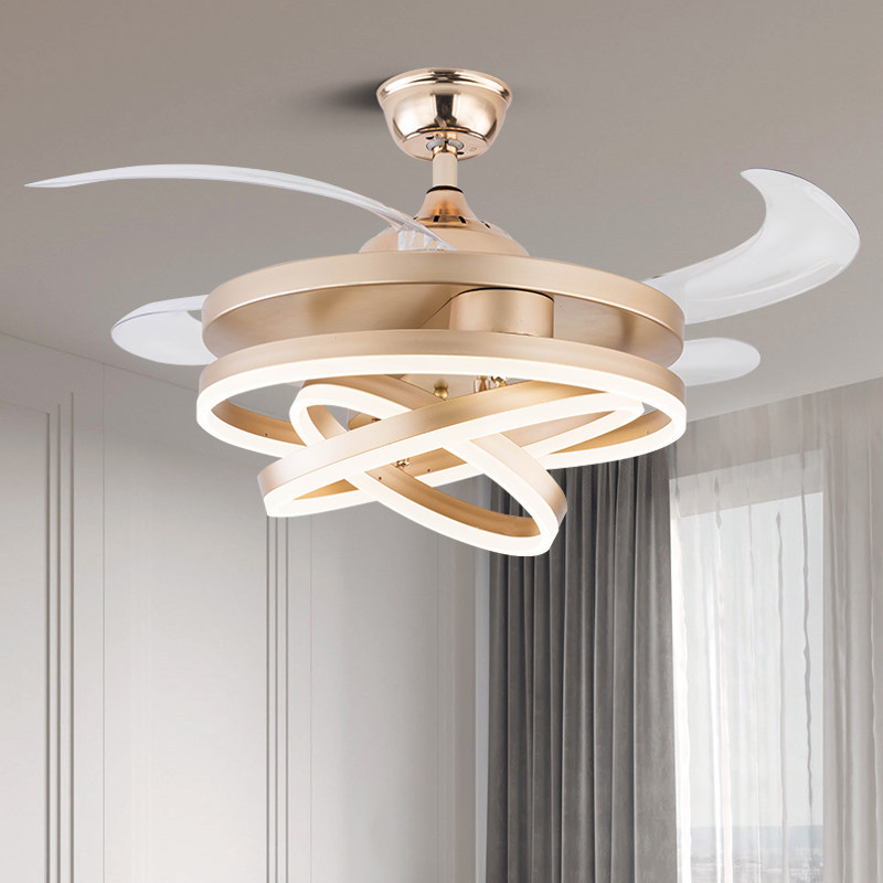 42 inch Modern Style LED Invisible Ceiling Fans Light 3 Colors Dimming with Remote Controller Ceiling Fans Light 