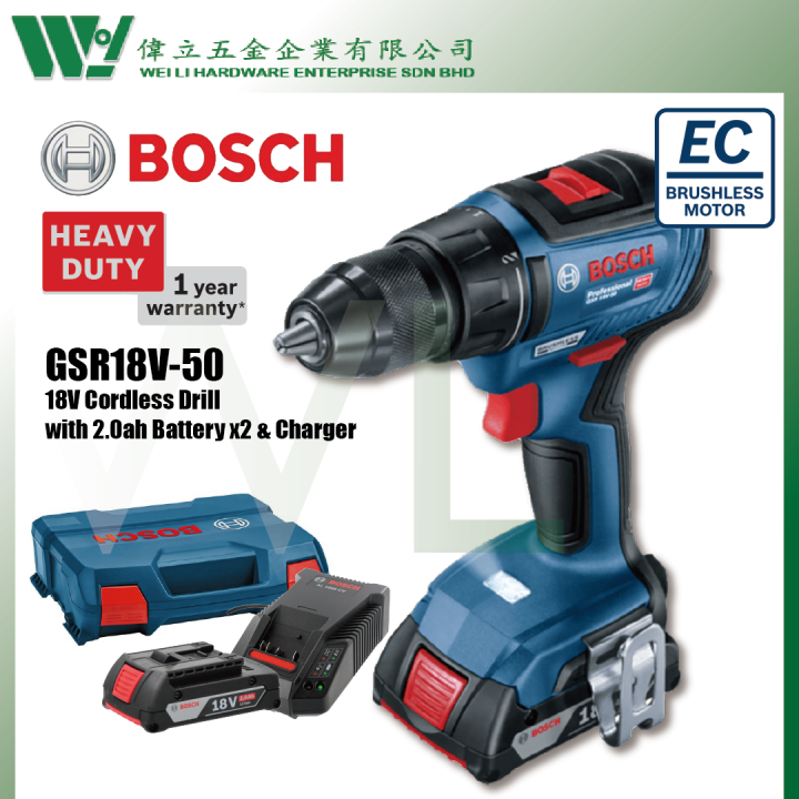 Bosch GSR18V-50 Cordless Drill 18V / Mesin Drill Battery Drill Mesin ...