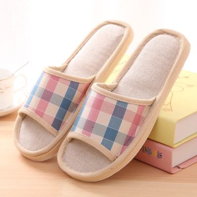 hot【DT】✎  shoes for women 2022 Fashion Couples Gingham Slippers Indoor Floor Flat Shoes chaussure femme тапочки для дома