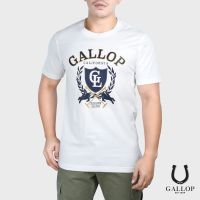 เสื้อยืดพรีเมี่ยมHH GALLOP : เสื้อยืดคอกลมพิมพ์ลาย BASIC -T-SHIRT (Round-necked) / GTP9014 สีขาว เสื้อยืดผ้าฝ้าย