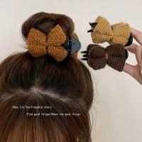 [COD] temperament woolen bowknot headdress hairpin womens back of the head high-end half-tie hairball clip