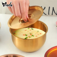 2Pcs Stainless Steel Bowls with Lid Steamed Egg Rice Bowl Child Small Bowl Korean Cuisine Bowl Kitchen Utensils Salad Soup Cup