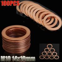 100Pcs M10 10mm Copper Crush Washer Gasket Nut And Bolt Set Flat Ring Seal Motorcycle Braided Clutch Brake Hose Sealing Washer