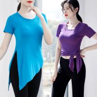 ▦ Modern Classical Square Body Dance Top Slit Short-Sleeved Art Test Base Training Clothing Adult Models Dance Practice Clothing Female