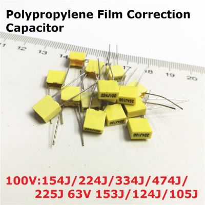 ┋♞◙ 20PCS Polypropylene Film capacitor 100V 154J100 224J100 334J100 474J100 225J100 63V 153J/124J/105J 0.15/0.22/0.33/0.47/1UF/15NF