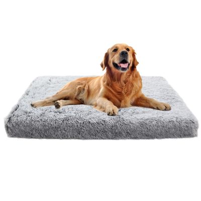 [pets baby] Square Long Plush Warm Dog Bed WithCat Mats Pet Kennel Warm Sleepping For Pets Washable Dogs โซฟาเตียงแมวอุปกรณ์