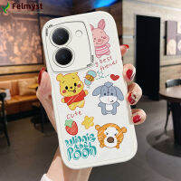 สำหรับเคส Hp Vivo Y36 Y36 5G แบบบางให้ความรู้สึกผิวอะนิเมะวินนี่ Pooh หลังหนังเคสปกหนัง PU แบบนิ่ม