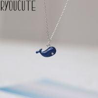 Bohemia Real Silver Color  Long Blue Whale Choker Necklaces For Women Wedding Jewelry Boho Fish Necklace joyas de plata Fashion Chain Necklaces