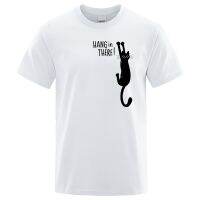 Tshirt For Male Funny Cat Printed Hang In Here Cute Tshirts Men Cotton Tee Shirts Gildan