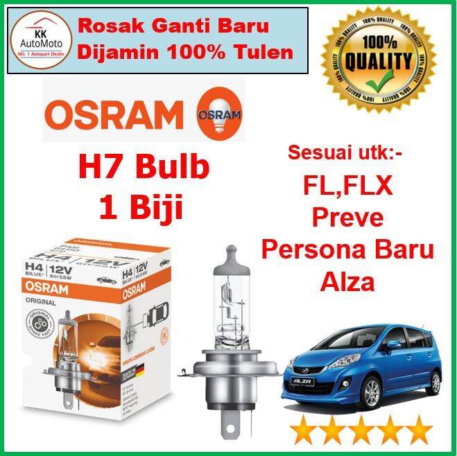 1 Biji x Osram H7 12V 60/55W Light Bulb Mentol Lampu - Preve / Saga ...