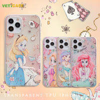 เคสมือถือซิลิโคนนิ่มลายการ์ตูนเจ้าหญิงเซนดริลลอนเคสสำหรับ Apple IPhone เงือกแอเรียลโทรศัพท์15 14 13 12 11 Pro X XS Max XR เคสป้องกันการตกเคสมือถือสีน้ำเงินแดงเหลืองม่วง