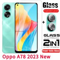 Oppo A78 2023กระจกนิรภัยป้องกันเต็มพื้นที่ฟิล์มสำหรับ Oppo A78 4G OPPOA78 78 2023 4G 5G เลนส์หลังฟิล์มกันรอยด้านหน้าป้องกันหน้าจอเลนส์กล้องหลังกระจก