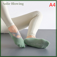 Aolie ถุงเท้าเล่นกีฬาสำหรับฟิตเนสยิมของผู้หญิงถุงเท้าเล่นโยคะเปิดหลังระบายอากาศได้ดีกันลื่น