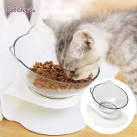 Cat Bowls Transparent Tilted Platform Feeder Raised Elevated Pet Food Water Feeding Bowl Slow Eating Durable Feeding Container