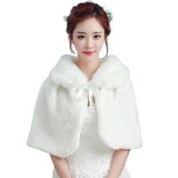 สตรีฤดูหนาว Thicken Plush Wrap Stole Elbow Length งานแต่งงานเจ้าสาว Shawl Cape Wa