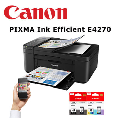 CANON PIXMA E4270 เครื่องพิมพ์ไร้สาย ALL-IN-ONE ขนาดกะทัดรัดมาพร้อมแฟกซ์และการพิมพ์สองหน้าแบบอัตโนมัติสำหรับการพิมพ์แบบต้นทุนต่ำ