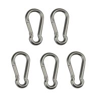 5PCS Sliver Carabiner ฤดูใบไม้ผลิ Snap Hook คลิป304สแตนเลส5มม. 6มม. 7มม. 8มม. Rigging ฮาร์ดแวร์ปีนเขา Carabiner Snap Hook