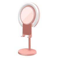 Ring Light with Phone Holder and Make Up Mirror 6.2 Inch LED Desk Lamp for Video Vlog Recording Photography