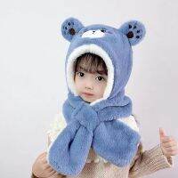 BAIYII หมวกหมวกเด็กชายเด็กหญิงหมวกบีนนี่เด็ก Kado Bayi มีหูสำหรับเด็กทารกผ้ากำมะหยี่ปกป้องหูหมีที่สร้างสรรค์น่ารัก