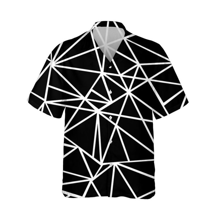 เสื้อวินเทจฮาวายพิมพ์ลายโมเสคสามเหลี่ยมเรขาคณิตลาย3d-แอบสแตรก2023-kemeja-lengan-pendek-ผู้ชายแฟชั่น