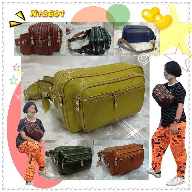 กระเป๋าหนังแท้-cco-gpbags-รุ่น-n12601-กระเป๋าคาดเอว-กระเป๋าคาดอกหนังวัวแท้