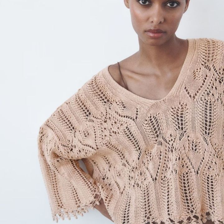 zara-za-new-womens-jacquard-mesh-knitted-pullover-sweater