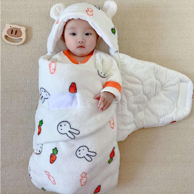 BM ผ้าห่มห่อทารกแรกเกิดป้องกันการเตะเตะ1ปีฤดูใบไม้ร่วงและฤดูหนาวบวกถุงนอนสำหรับเด็ก0ถึงหนา