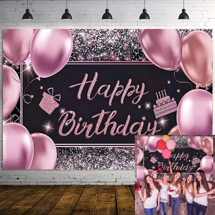 Happy Birthday Backdrop Banner Photography Background Happy Birthday Banner  Large Party Sign Poster Photography Backdrop Party Decoration Supplies for  Men and Women (Rose Gold and Black) | Lazada PH